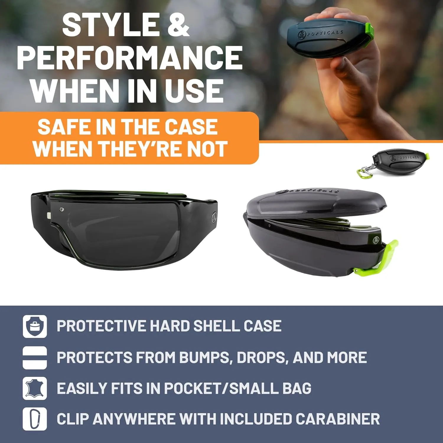 POPGEAR Mens Sport Sunglasses, Womens Polarized Sunglasses, Grilamid TR90 Made in Italy, Easily Collapse For Compact Storage