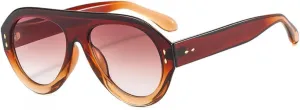 Popular Fashion Sunglasses Women Shades UV400 Retro Rivets Decoration Gradient Trending Men Round Sun Glasses