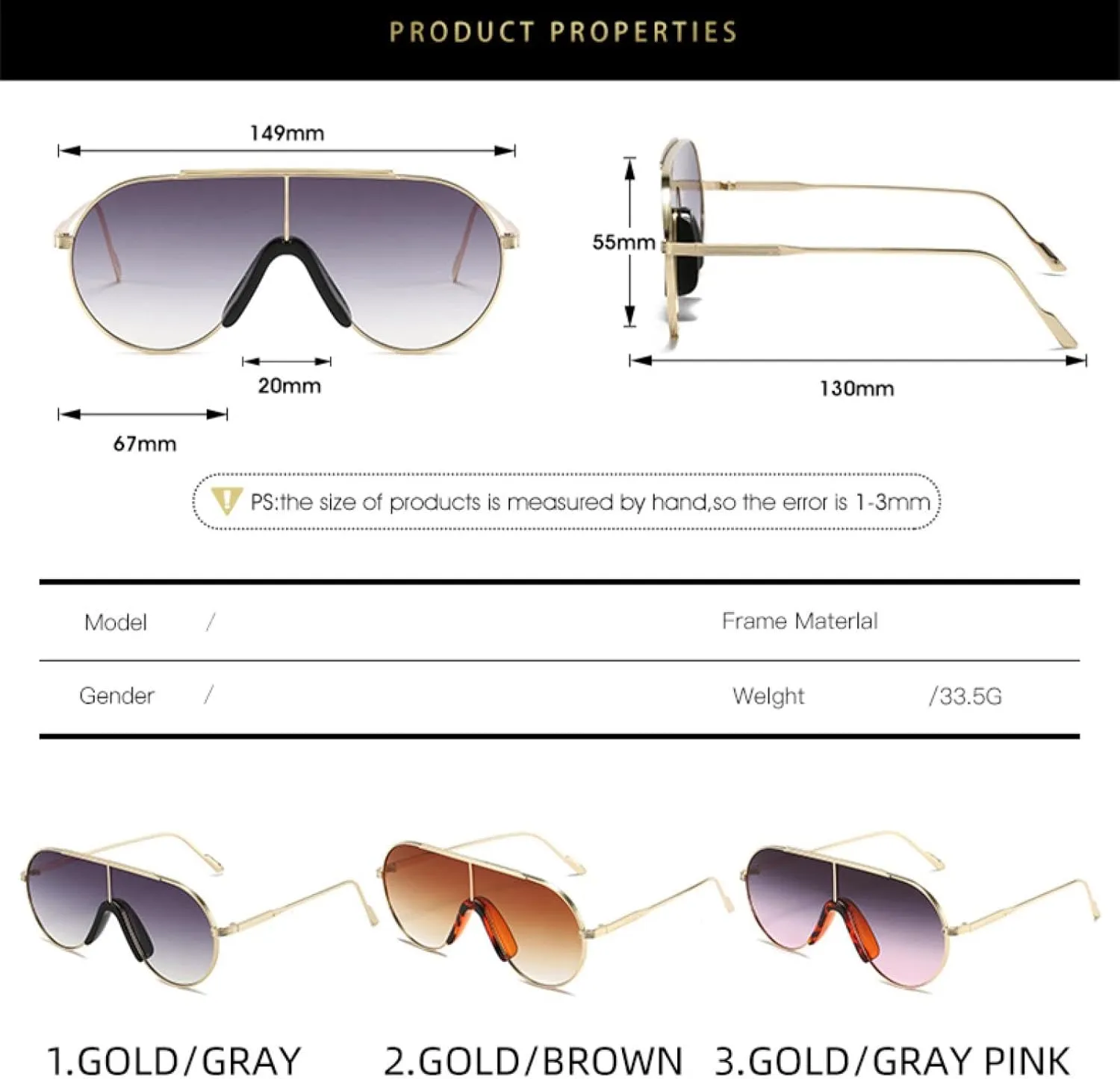 Popular Oval Punk Sunglasses Women Men Fashion Big Frame Vintage Eyeglasses Driving Shades Uv400