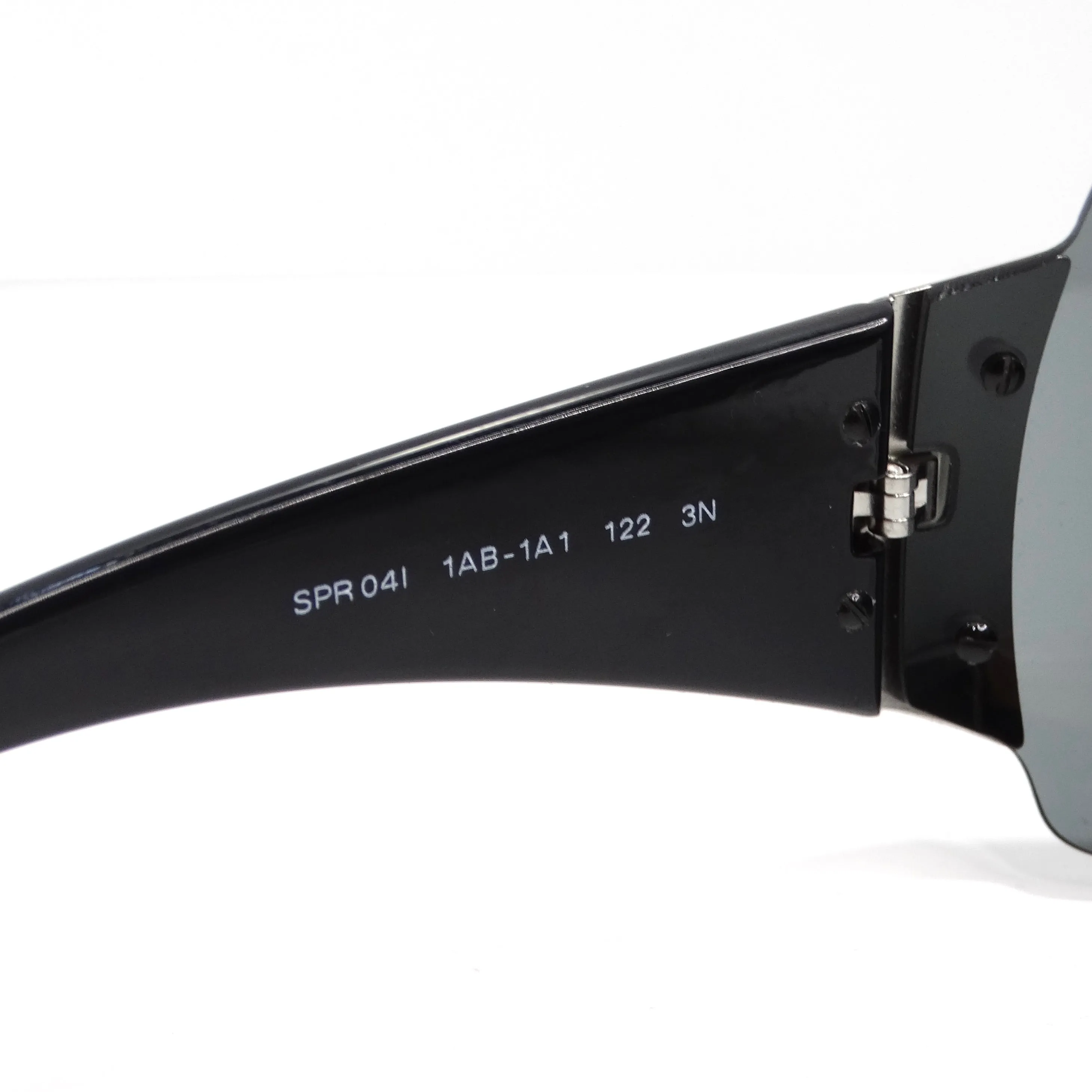 Prada 1990s Silver Tone Shield Sunglasses