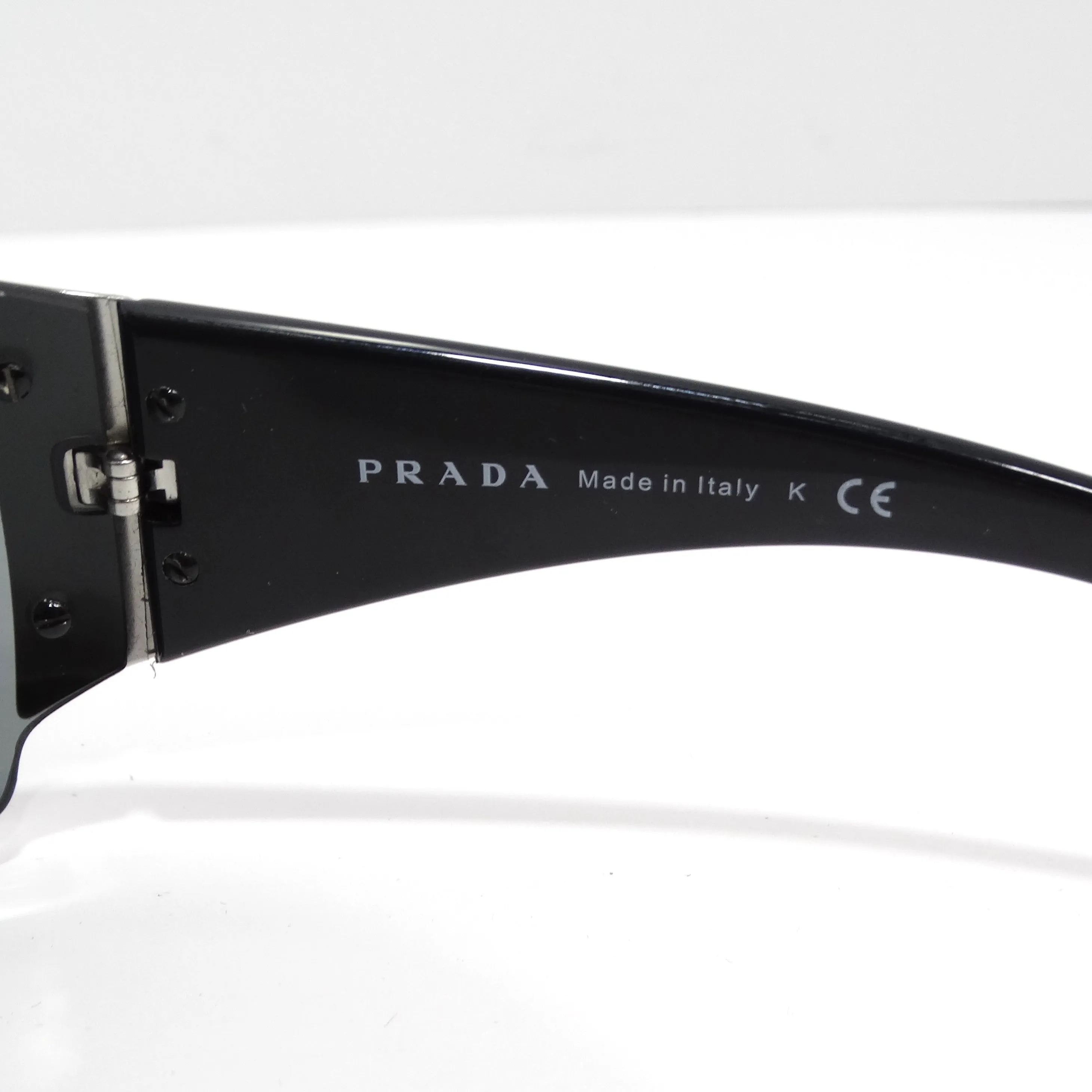 Prada 1990s Silver Tone Shield Sunglasses