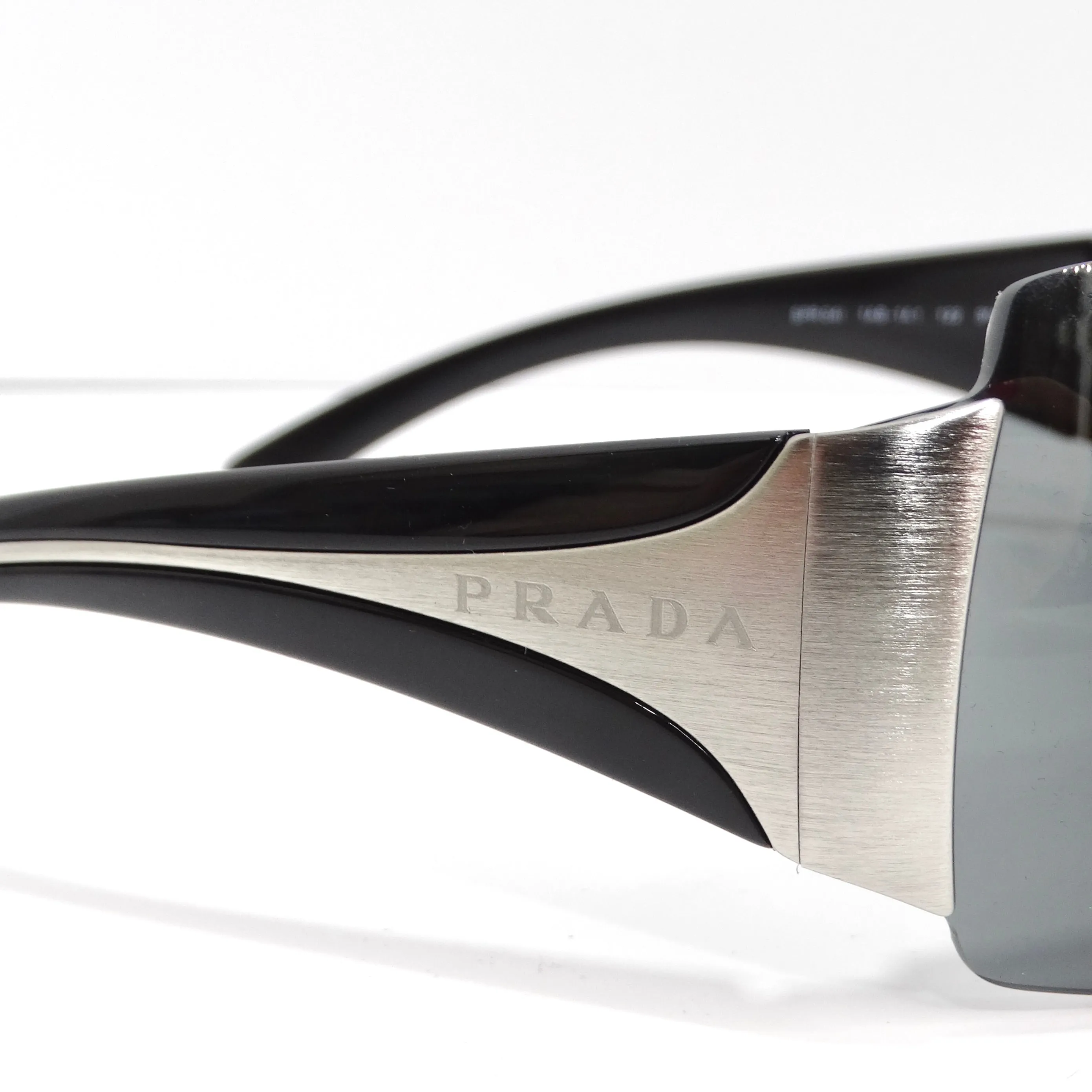 Prada 1990s Silver Tone Shield Sunglasses