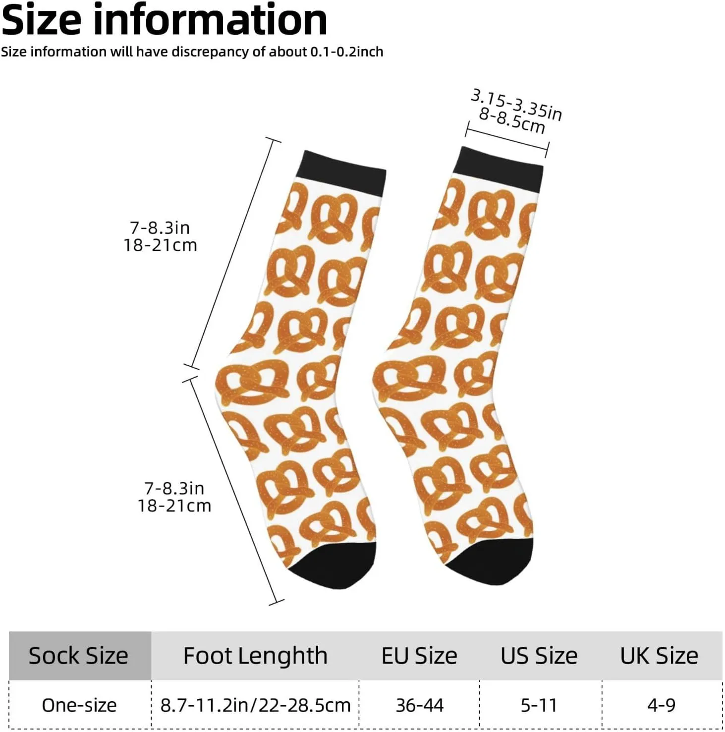 Pretzel Pattern Fun And Innovative Men'S And Women'S Crew - Elastic Comfortable Formal Socks, Gift Casual Socks