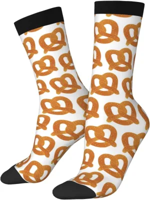 Pretzel Pattern Fun And Innovative Men'S And Women'S Crew - Elastic Comfortable Formal Socks, Gift Casual Socks