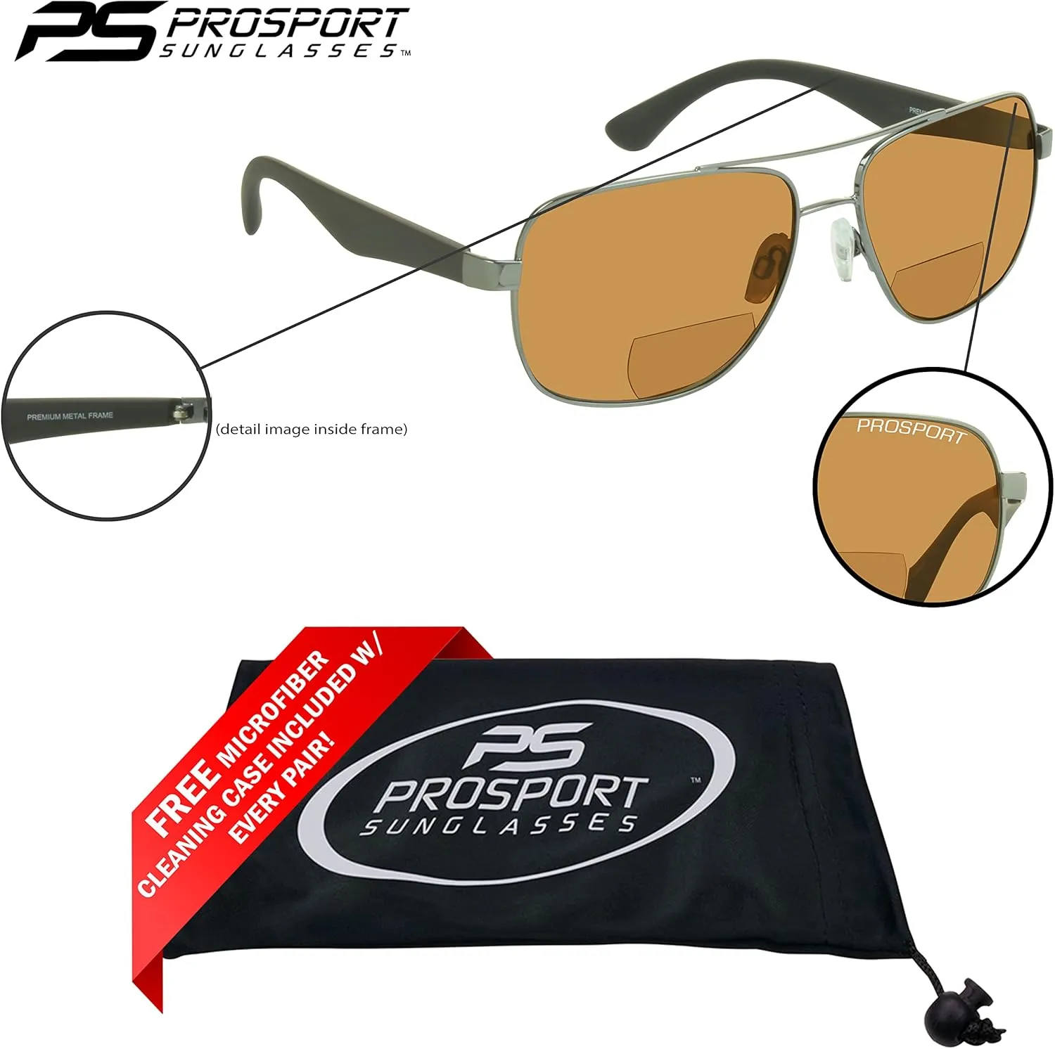 proSPORT Polarized Bifocal Reading Sunglasses for Men and Women. Near invisible line Reader Sunglasses