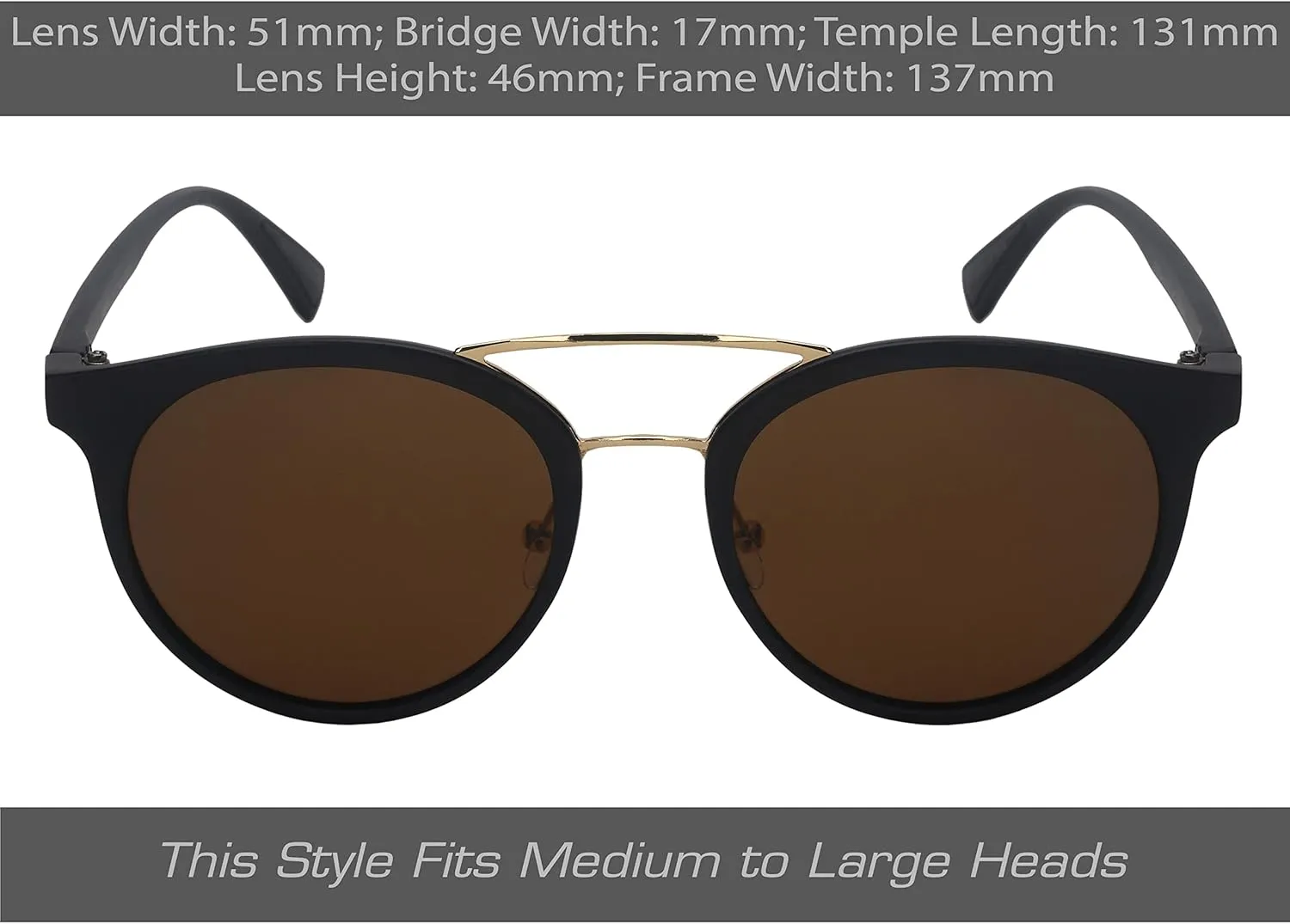 proSPORT Polarized Sunglasses Aviator Metal Bar Fishing Beach Boat Anti-Glare Brown Gray Men Women