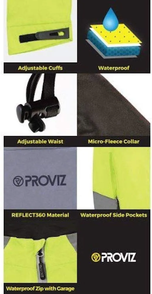 Proviz Men's Nightrider Reflective Waterproof Cycling Jacket Hi Visibility Breathable Cycling Coat