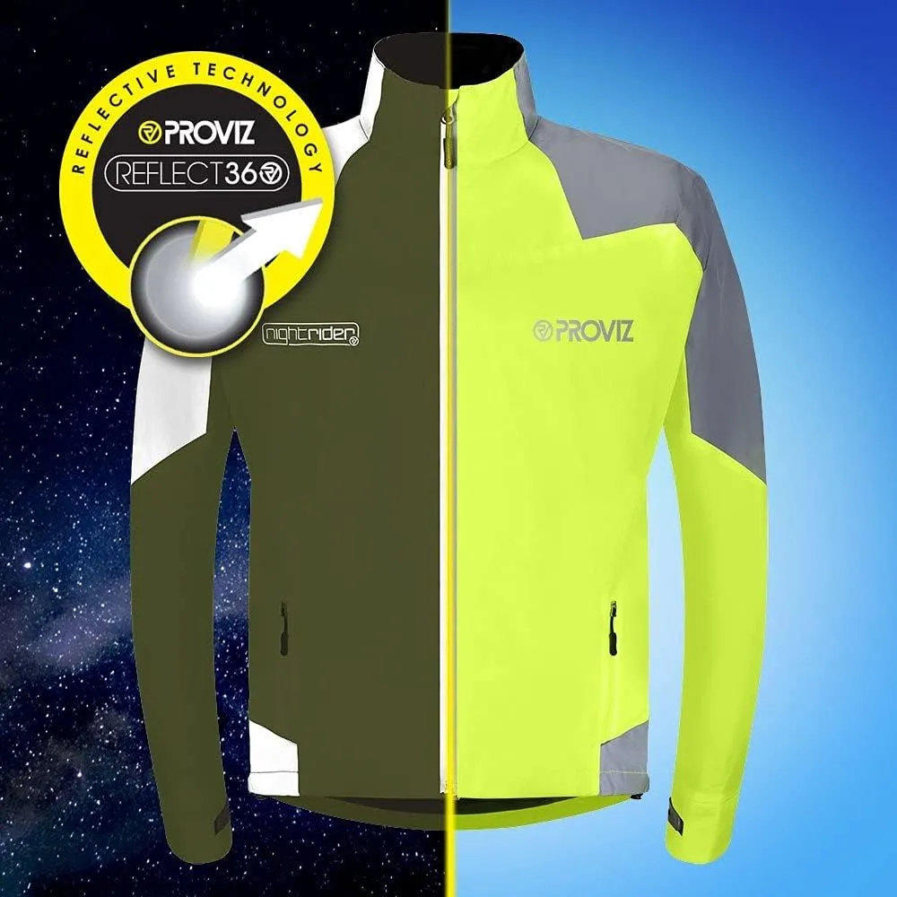 Proviz Men's Nightrider Reflective Waterproof Cycling Jacket Hi Visibility Breathable Cycling Coat