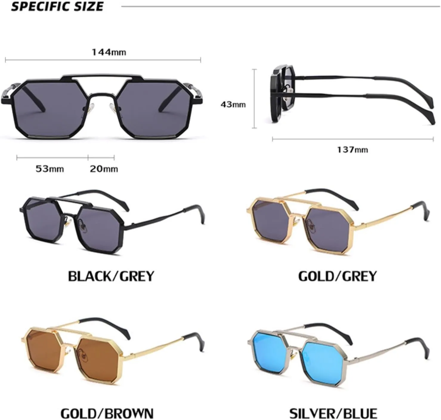 Punk Sunglasses for Women Men Metal Steampunk Small Vintage Uv400
