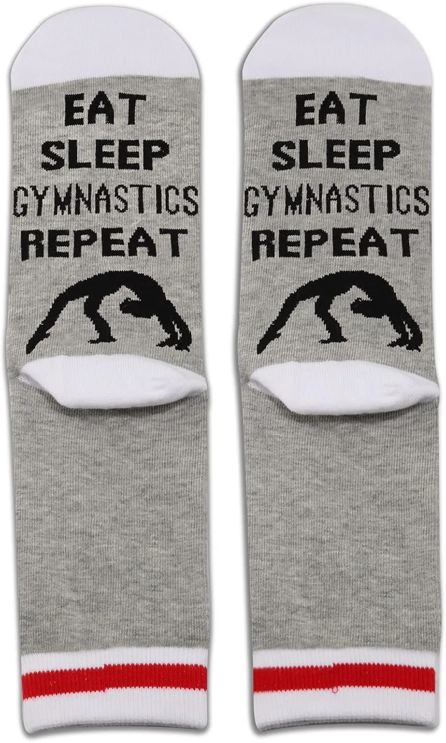 PXTIDY 2 Pairs Gymnastics Socks - Eat Sleep Gymnastics Repeat Crew Socks for Women Men - Class Gift for Gymnast