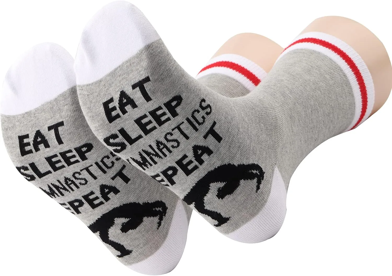 PXTIDY 2 Pairs Gymnastics Socks - Eat Sleep Gymnastics Repeat Crew Socks for Women Men - Class Gift for Gymnast