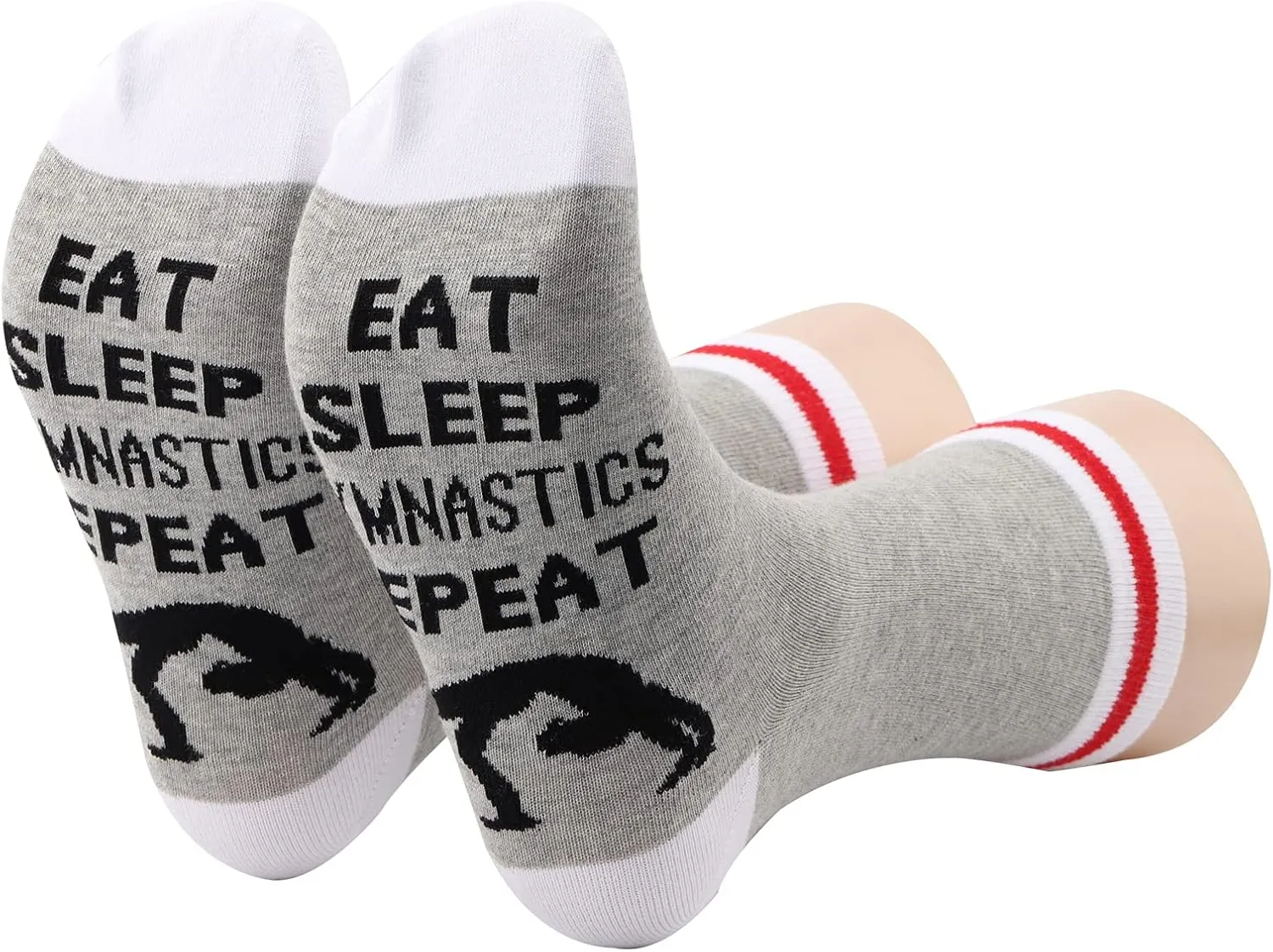 PXTIDY 2 Pairs Gymnastics Socks - Eat Sleep Gymnastics Repeat Crew Socks for Women Men - Class Gift for Gymnast