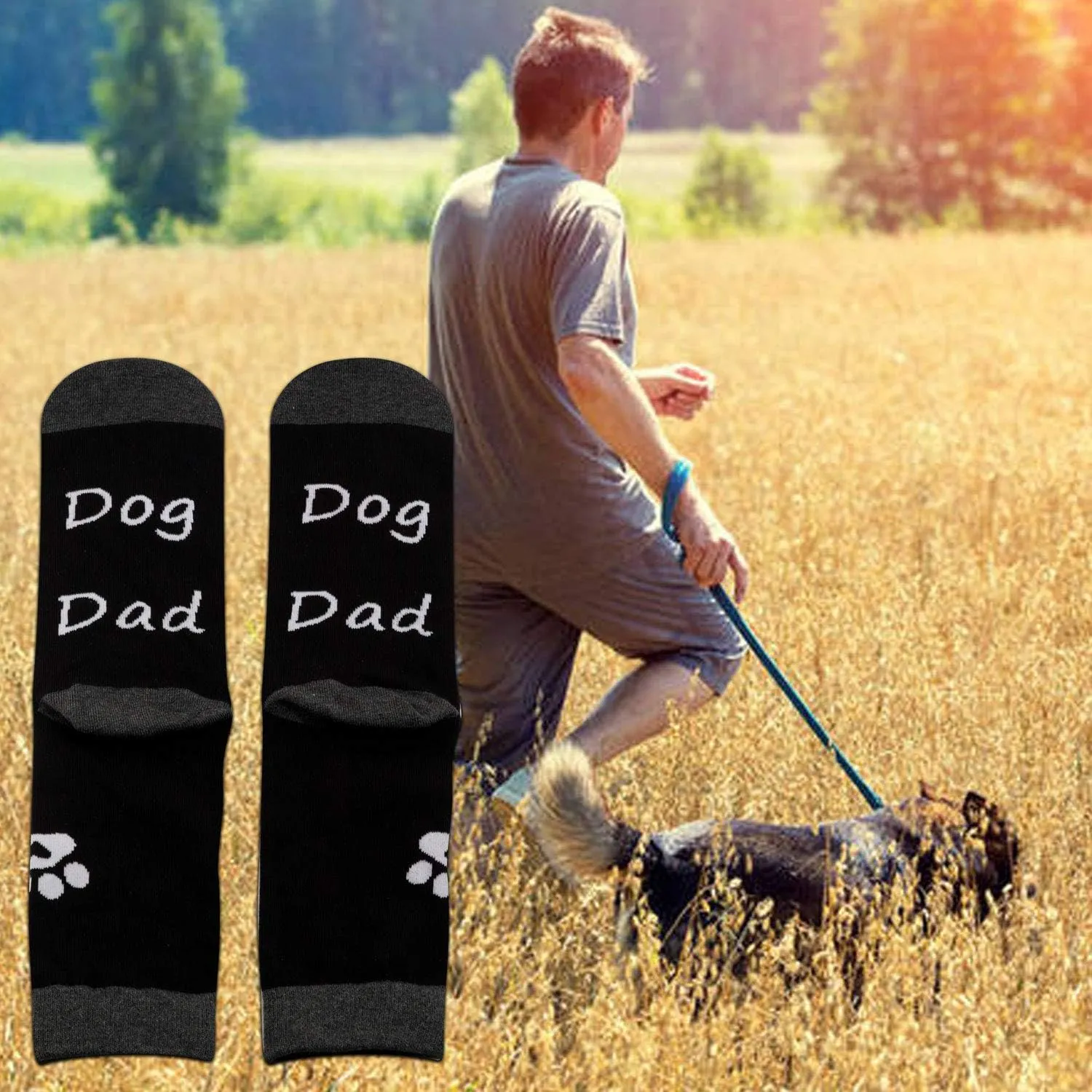 PXTIDY 2 Pairs Mens The Dogfather Socks Dog Father Dad Pet Owner Rescue Gift Best Dog Dad Ever Socks Father's Day