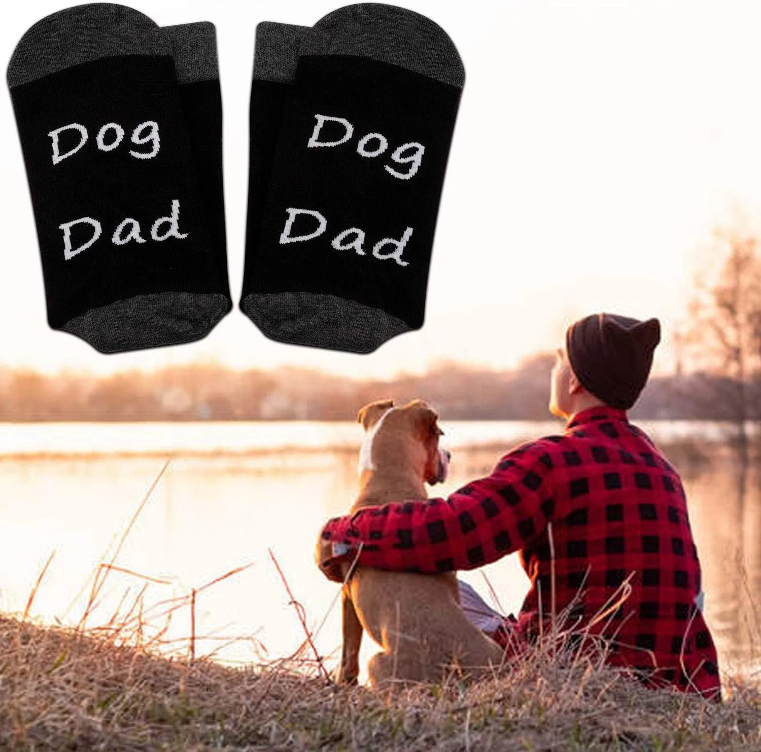 PXTIDY 2 Pairs Mens The Dogfather Socks Dog Father Dad Pet Owner Rescue Gift Best Dog Dad Ever Socks Father's Day