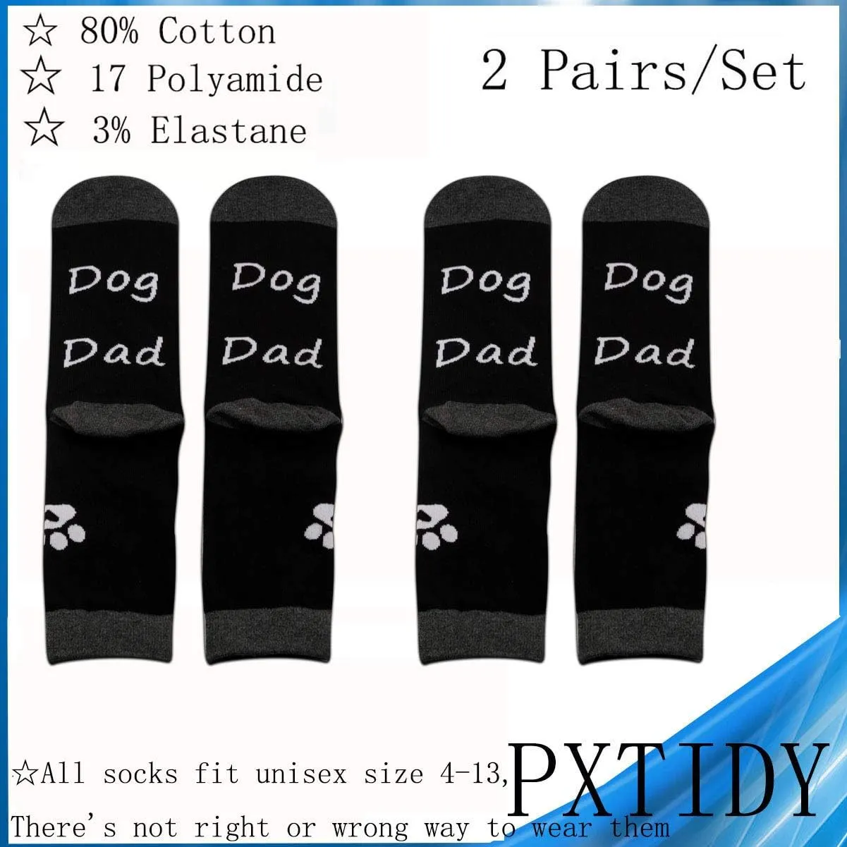PXTIDY 2 Pairs Mens The Dogfather Socks Dog Father Dad Pet Owner Rescue Gift Best Dog Dad Ever Socks Father's Day