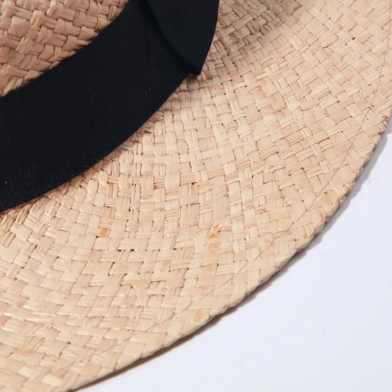Raffia Panama Hats For Women Summer Sun Hat French  Top Beach Hats Sunshade Ladies Vacation Straw Hats