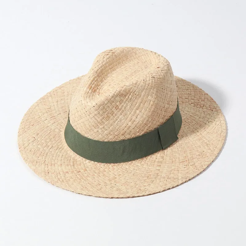 Raffia Panama Hats For Women Summer Sun Hat French  Top Beach Hats Sunshade Ladies Vacation Straw Hats