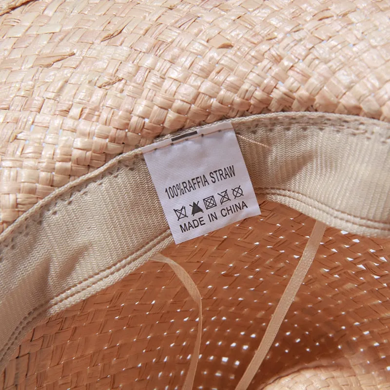 Raffia Panama Hats For Women Summer Sun Hat French  Top Beach Hats Sunshade Ladies Vacation Straw Hats