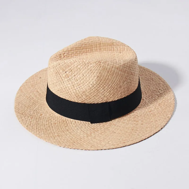 Raffia Panama Hats For Women Summer Sun Hat French  Top Beach Hats Sunshade Ladies Vacation Straw Hats