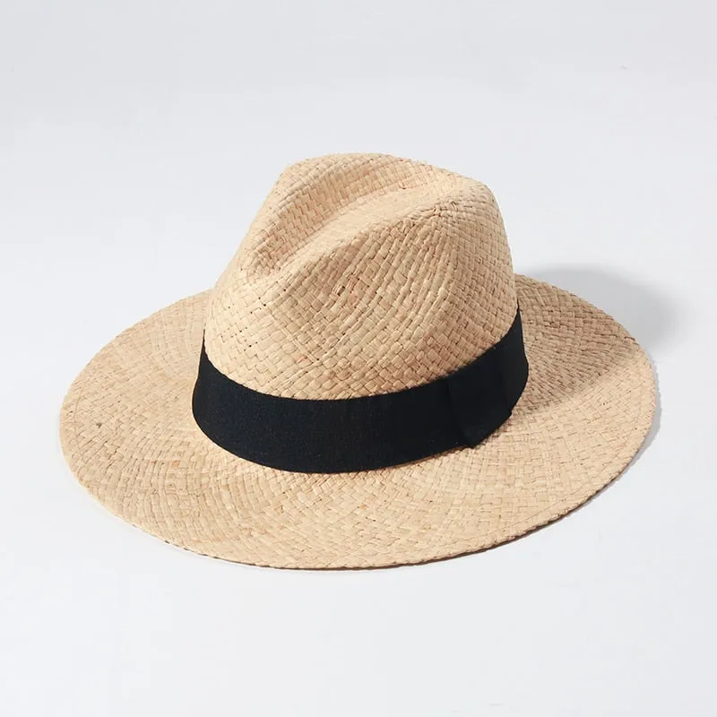 Raffia Panama Hats For Women Summer Sun Hat French  Top Beach Hats Sunshade Ladies Vacation Straw Hats