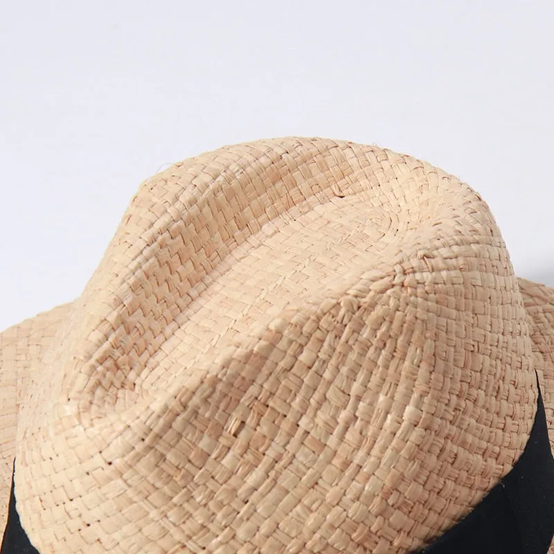 Raffia Panama Hats For Women Summer Sun Hat French  Top Beach Hats Sunshade Ladies Vacation Straw Hats