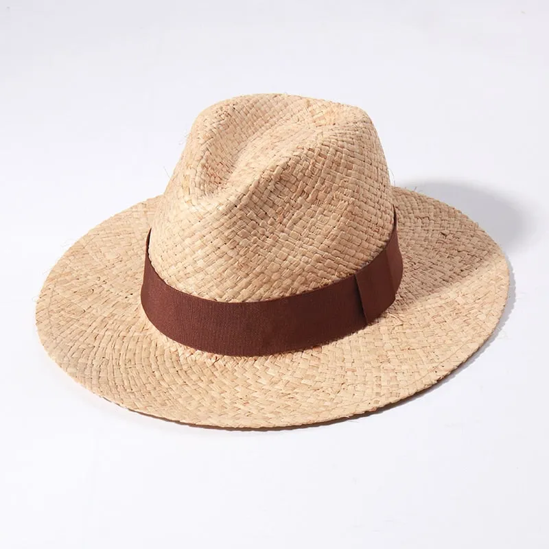 Raffia Panama Hats For Women Summer Sun Hat French  Top Beach Hats Sunshade Ladies Vacation Straw Hats