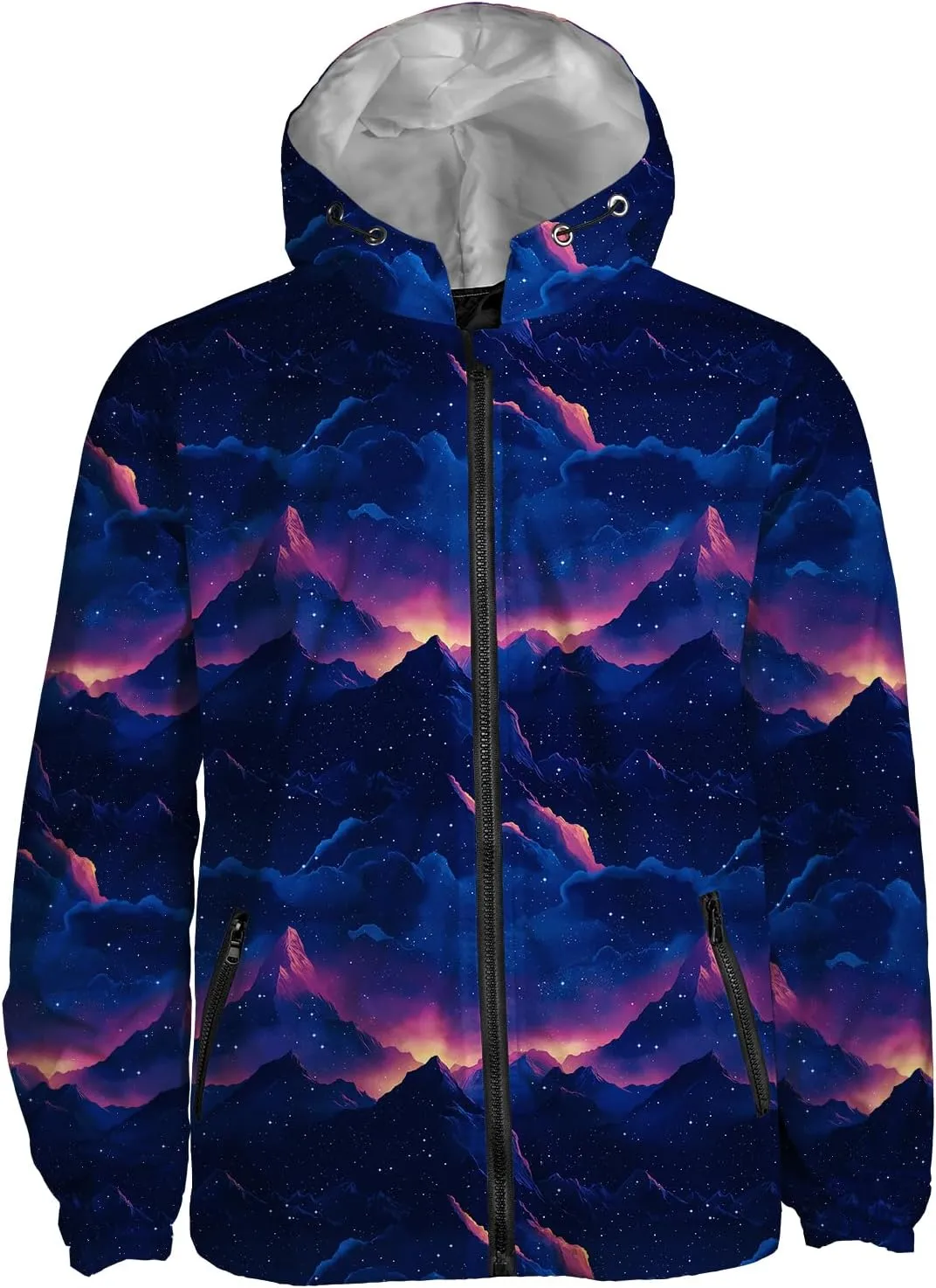 Rain Jacket Men Women, Vintage Pattern, Lighweight Hiking Athletic Running Hiking Water Resistant Jacket