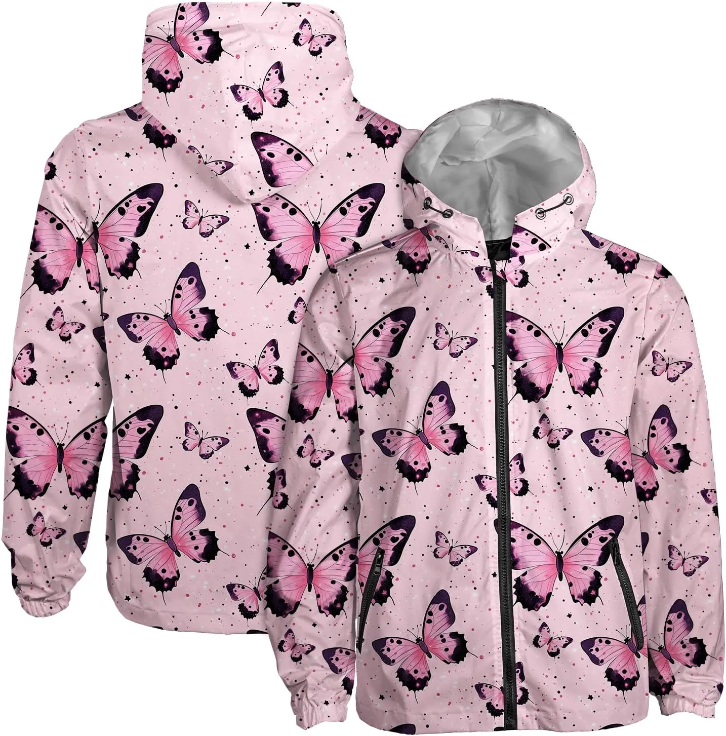 Rain Jacket Men Women, White Color, Water Resistant Running Hiking Running Jacket Windbreaker with Hood