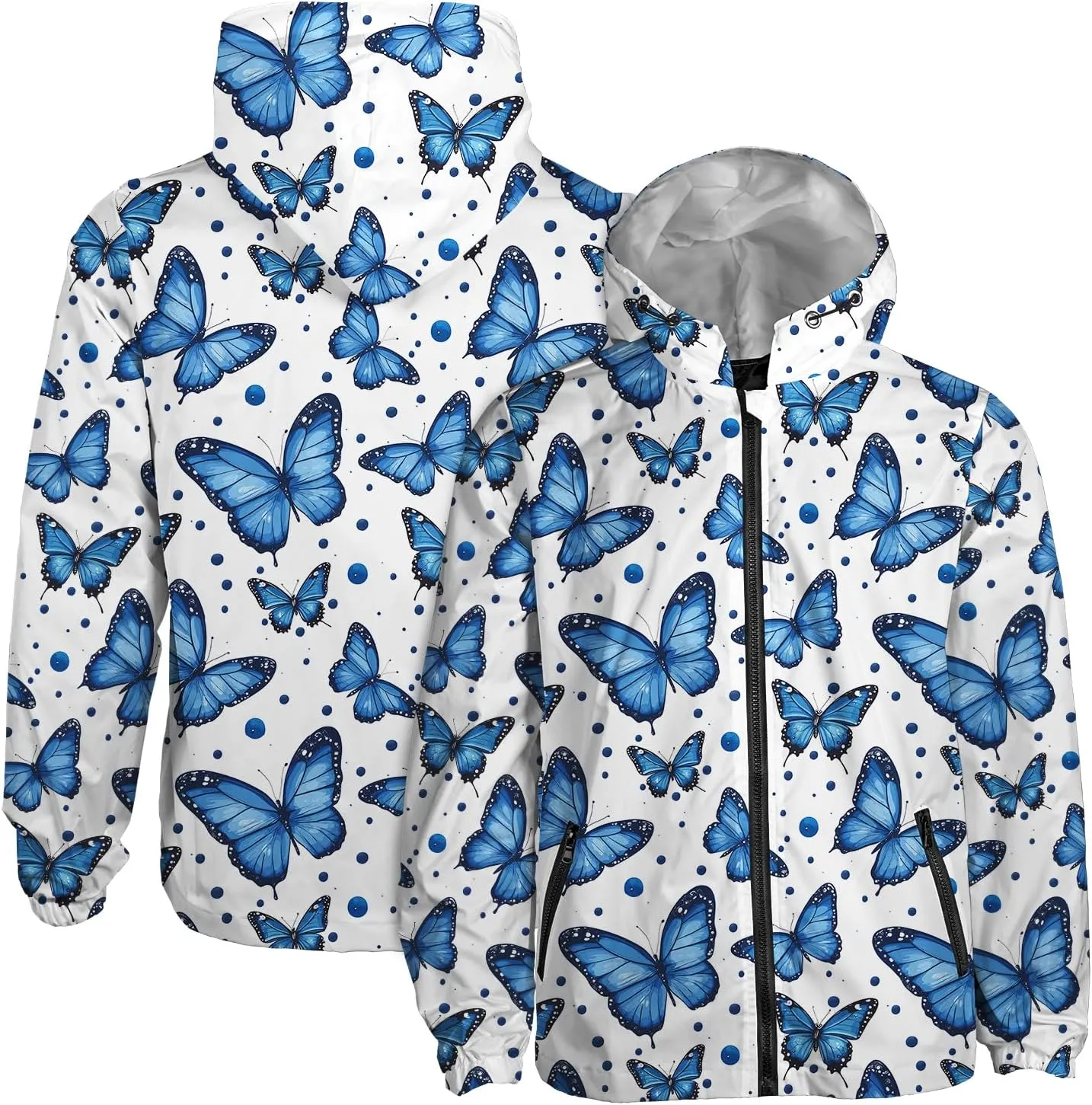 Rain Jacket Men Women, White Color, Water Resistant Running Hiking Running Jacket Windbreaker with Hood
