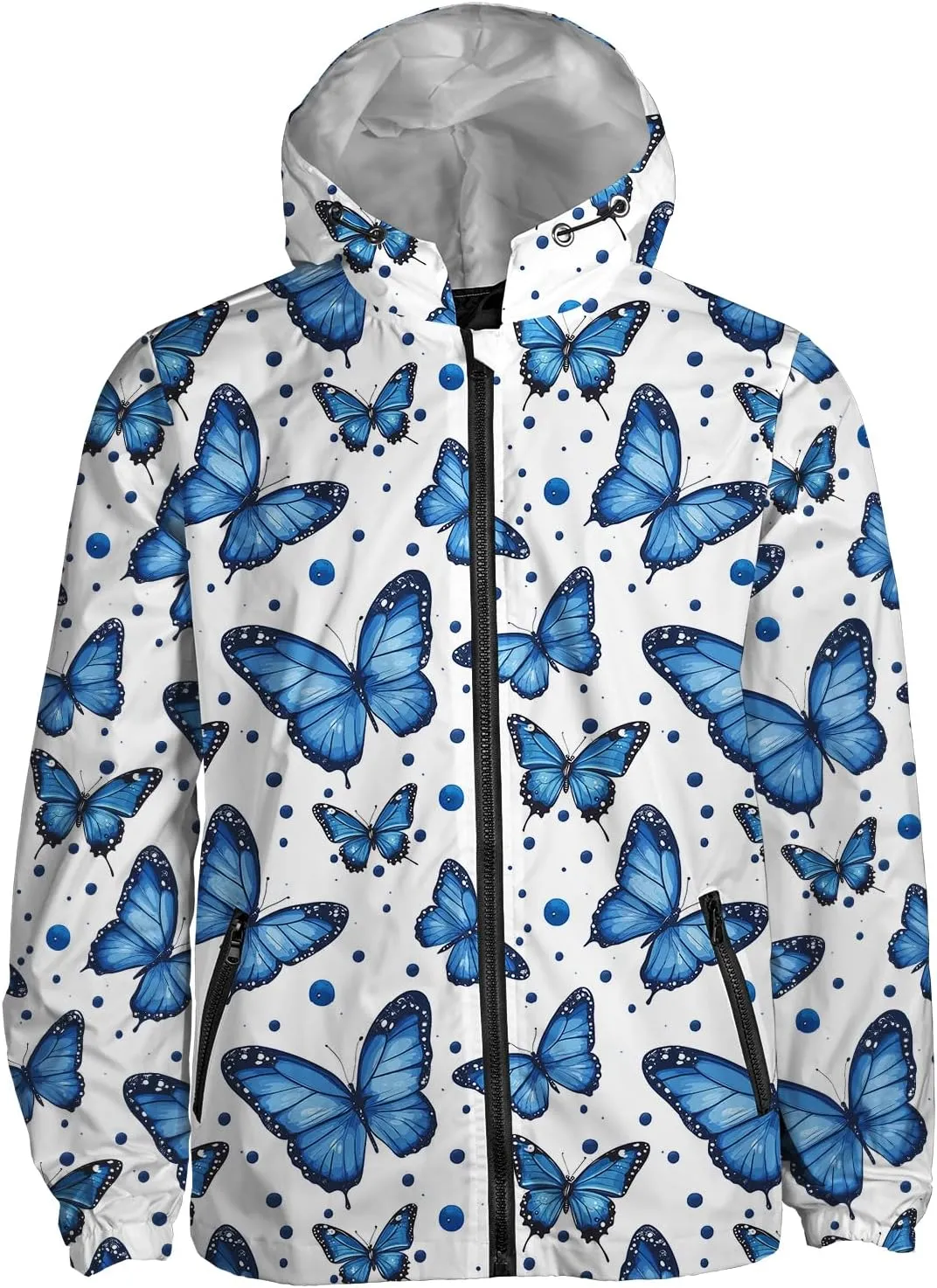 Rain Jacket Men Women, White Color, Water Resistant Running Hiking Running Jacket Windbreaker with Hood