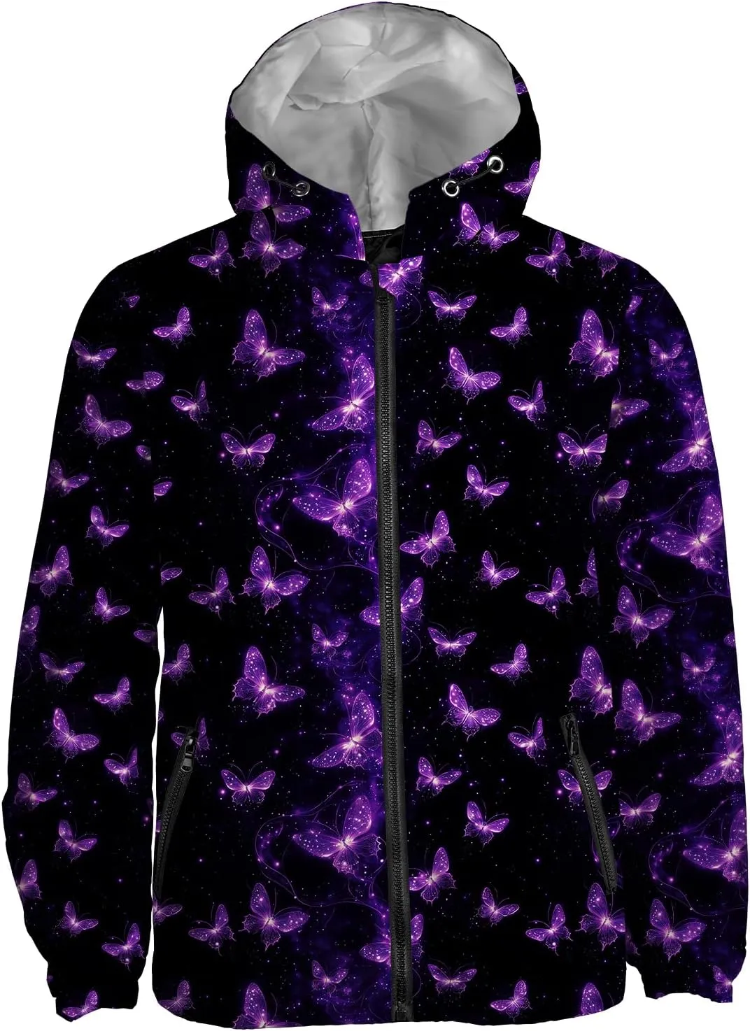 Rain Jacket Men Women, White Color, Water Resistant Running Hiking Running Jacket Windbreaker with Hood