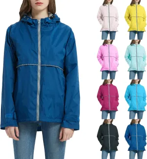 Rain Jackets for Women Waterproof with Hood, Lightweight Winderbreaker Jacket Outdoor Raincoats Hooded w/Pockets