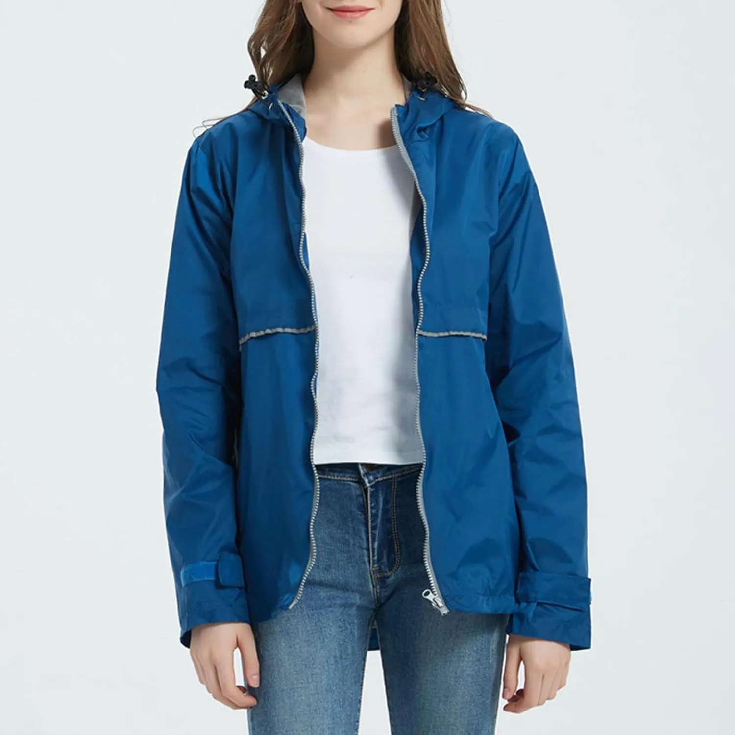 Rain Jackets for Women Waterproof with Hood, Lightweight Winderbreaker Jacket Outdoor Raincoats Hooded w/Pockets