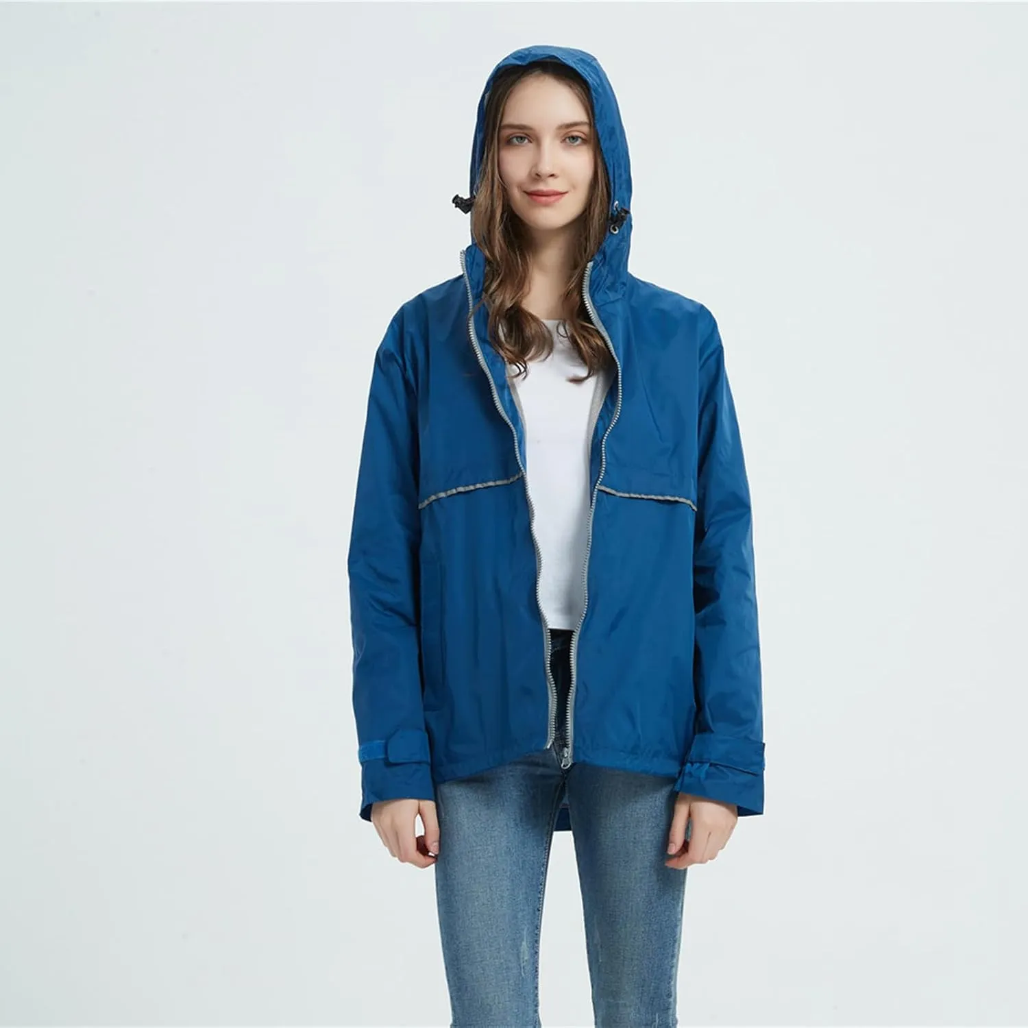 Rain Jackets for Women Waterproof with Hood, Lightweight Winderbreaker Jacket Outdoor Raincoats Hooded w/Pockets