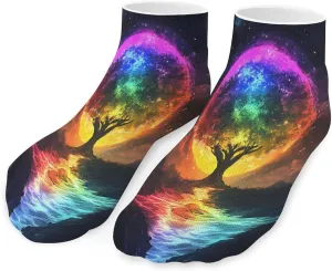 Rainbow Tree Glowing Low Cut Ankle Socks Non Slip Invisible Liner Sock Pack Casual Socks For Men Women