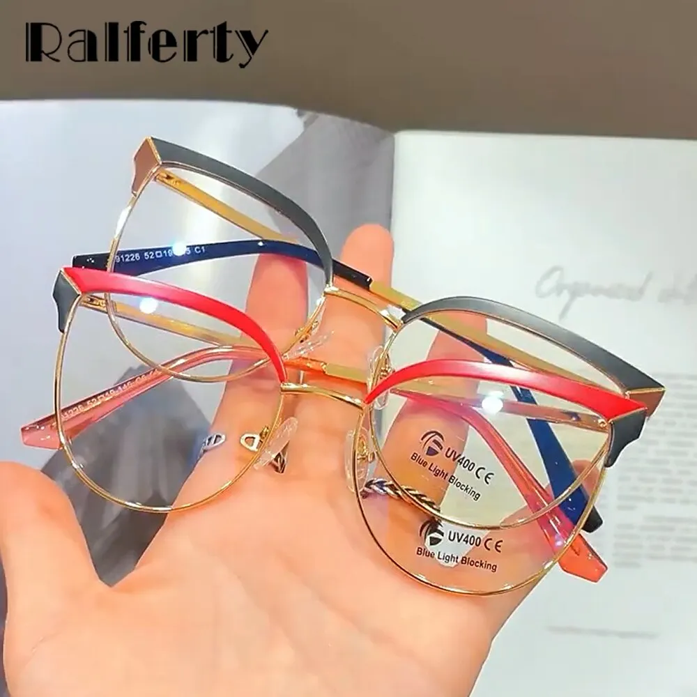 Ralferty Women's Full Rim Oval Cat Eye Acetate Alloy Eyeglasses F91226