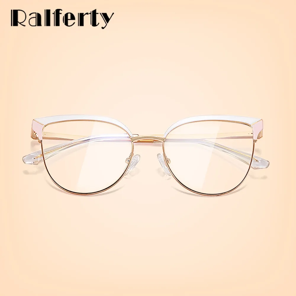 Ralferty Women's Full Rim Oval Cat Eye Acetate Alloy Eyeglasses F91226