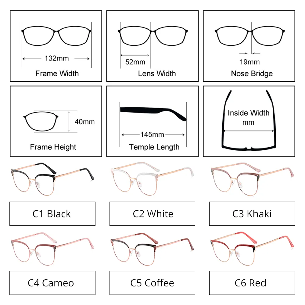 Ralferty Women's Full Rim Oval Cat Eye Acetate Alloy Eyeglasses F91226