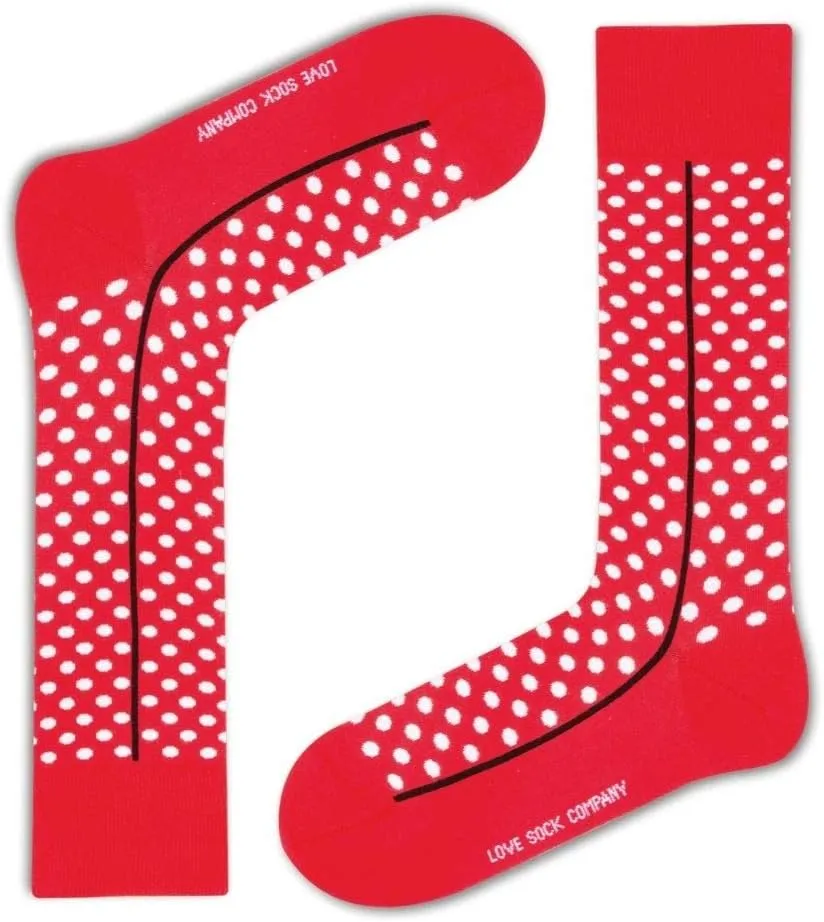 Red Line Red Men's Dress Socks with Polka Dots - Organic Cotton - Premium Quality - Made in Europe