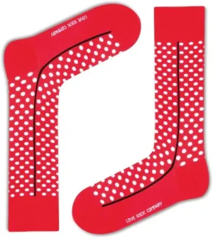 Red Line Red Men's Dress Socks with Polka Dots - Organic Cotton - Premium Quality - Made in Europe