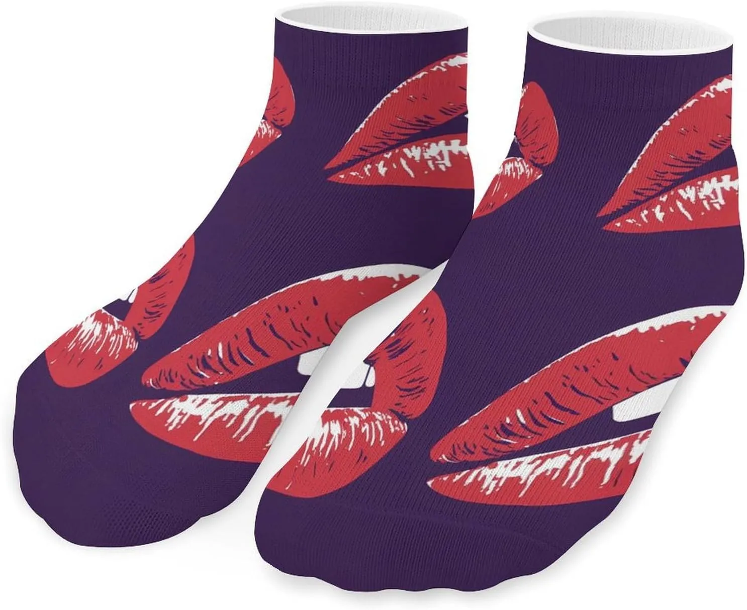 Red Lips Low Cut Ankle Socks Casual Liner Sock Pack Non Slip Invisible For Men Women
