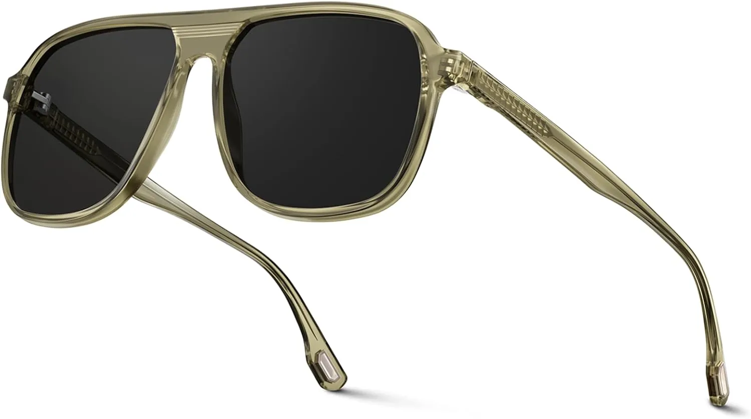 Retro Acetate Aviator Polarized Sunglasses for Women Men, Anti-Oil Pollution/Anti Seawater/Scratch Resistant Lens Square UV400 Outdoor Sun Glasses with Metal Wires, Brown Green