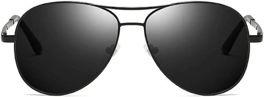 Retro Aviator Polarized Sunglasses, Mens Classic Driving Sun Glare Glasse, Lightweight for Driving Fishing Sports Fan (Matt Black, Grey Non-discolouring)