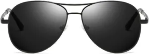 Retro Aviator Polarized Sunglasses, Mens Classic Driving Sun Glare Glasse, Lightweight for Driving Fishing Sports Fan (Matt Black, Grey Non-discolouring)