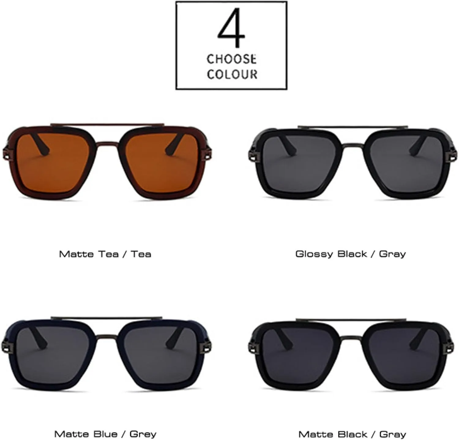 Retro Double Bridges Men Sunglasses Fashion Women Shades Uv400 Punk Sun Glasses
