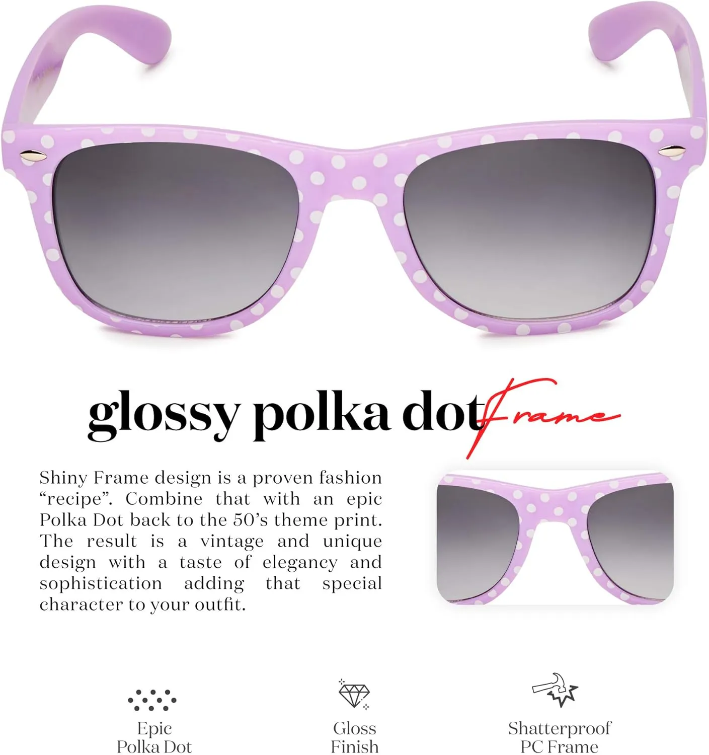 Retro Rewind Polka Dot Vintage Fashion Sunglasses for Women UV400