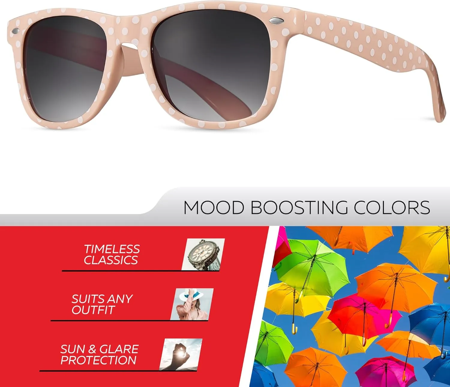 Retro Rewind Polka Dot Vintage Fashion Sunglasses for Women UV400