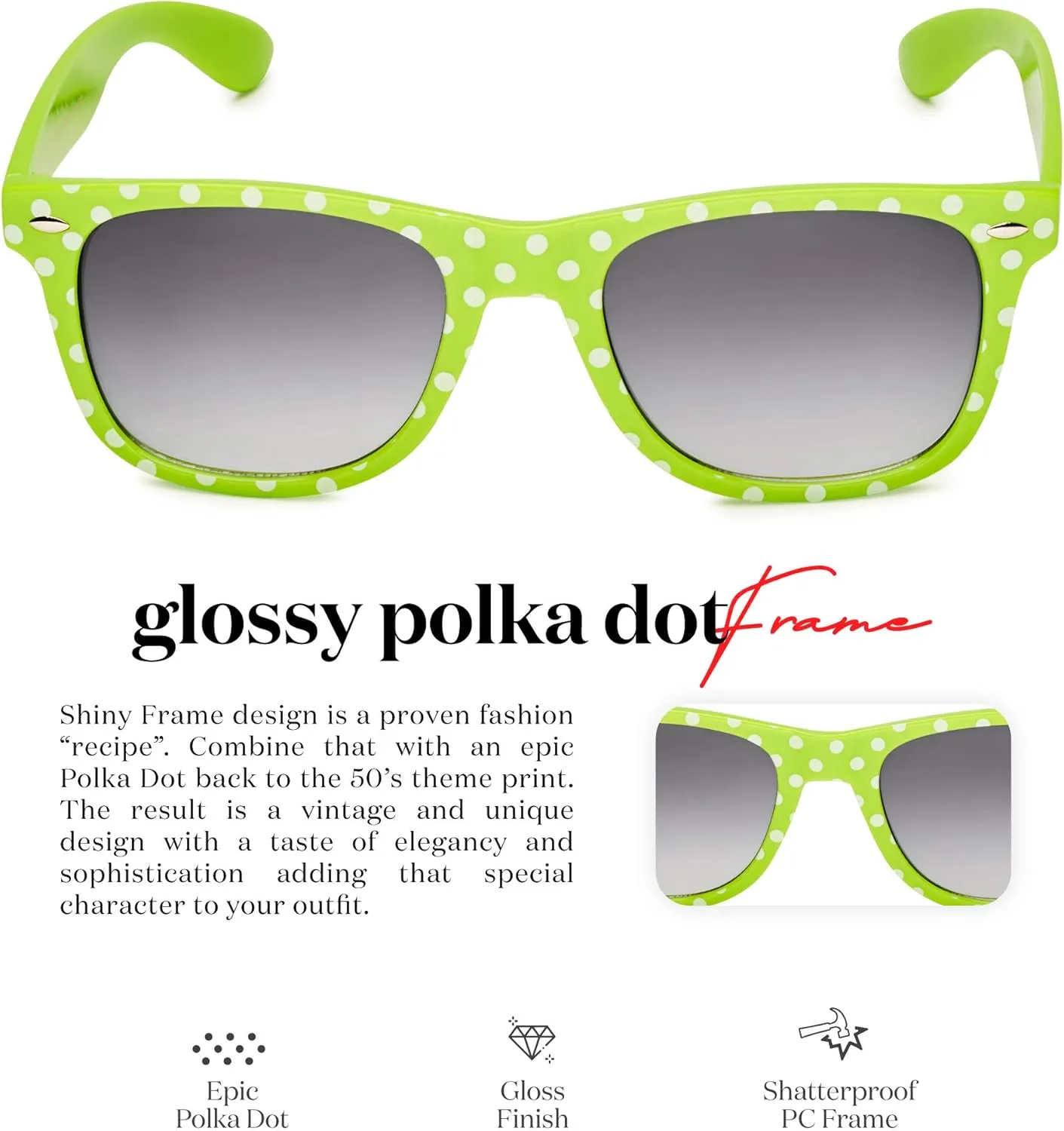 Retro Rewind Polka Dot Vintage Fashion Sunglasses for Women UV400