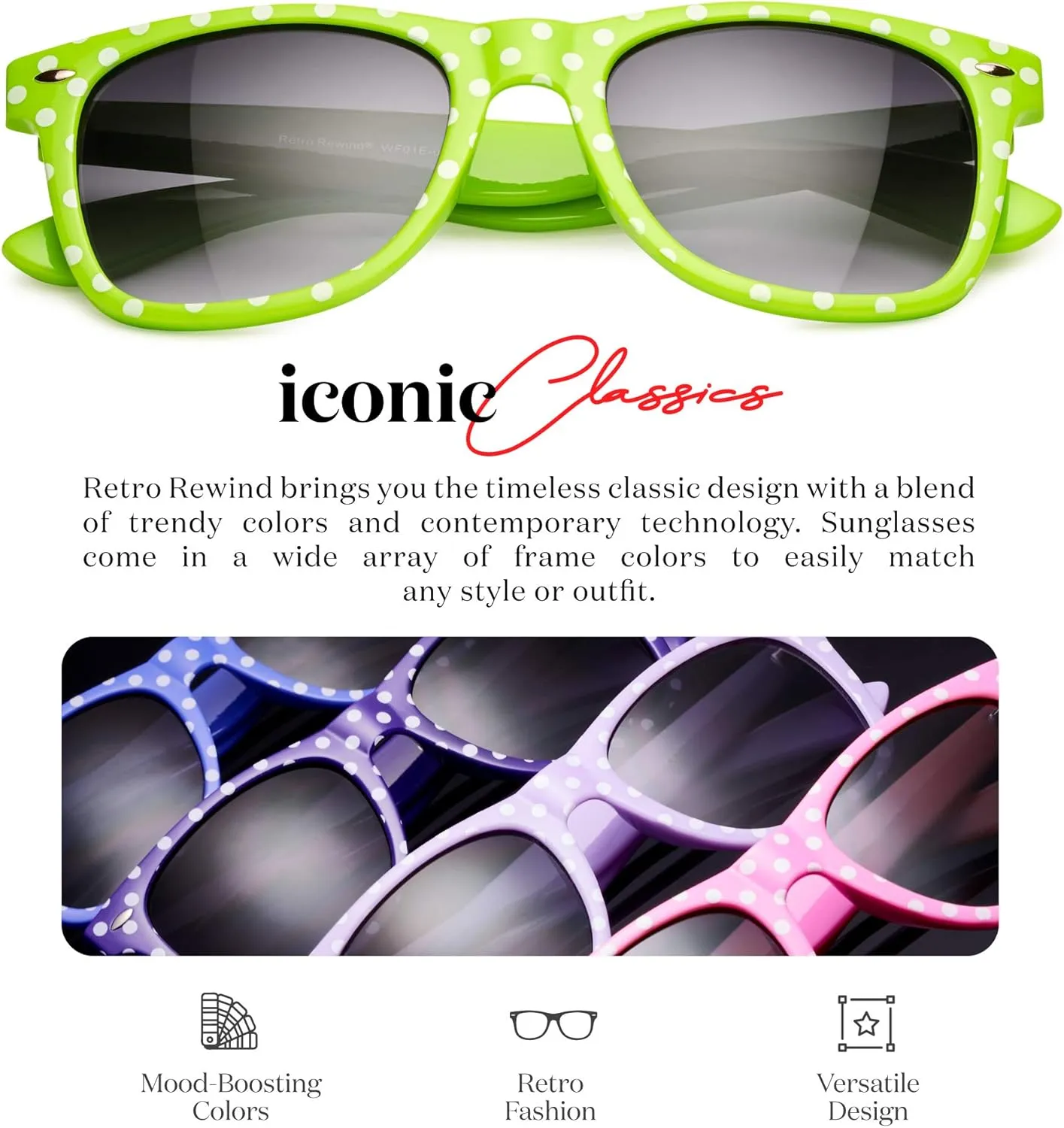Retro Rewind Polka Dot Vintage Fashion Sunglasses for Women UV400