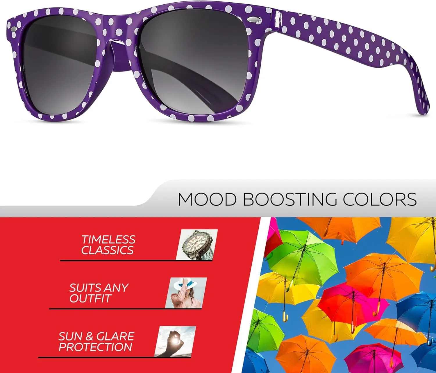 Retro Rewind Polka Dot Vintage Fashion Sunglasses for Women UV400